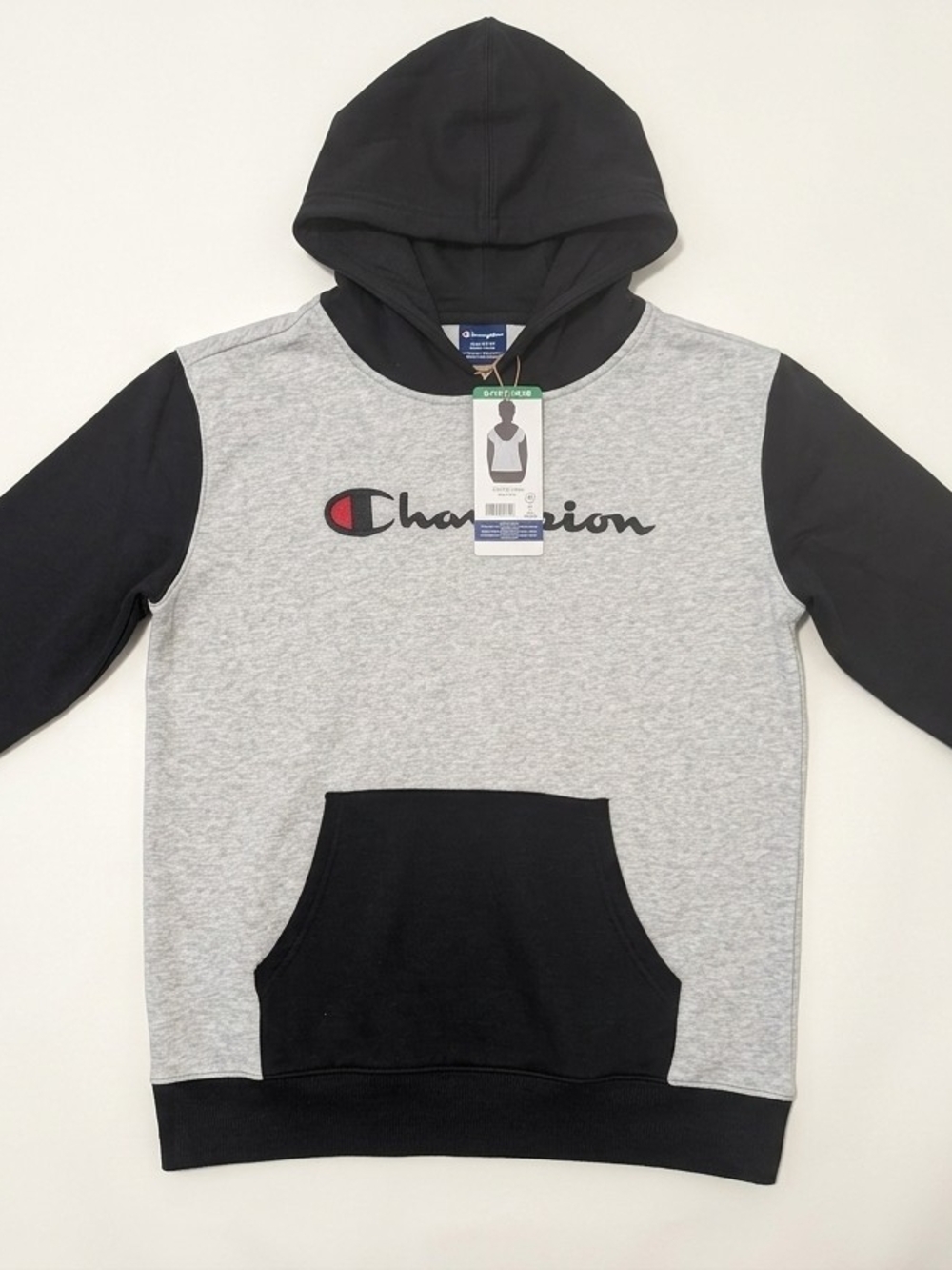 Champion Two-Tone Youth Hooded Pullover Sweatshirt - Gray & Black